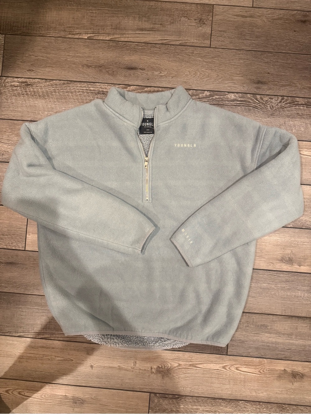 YoungLA Men’s Pale Gray Half-Zip Fleece Pullover